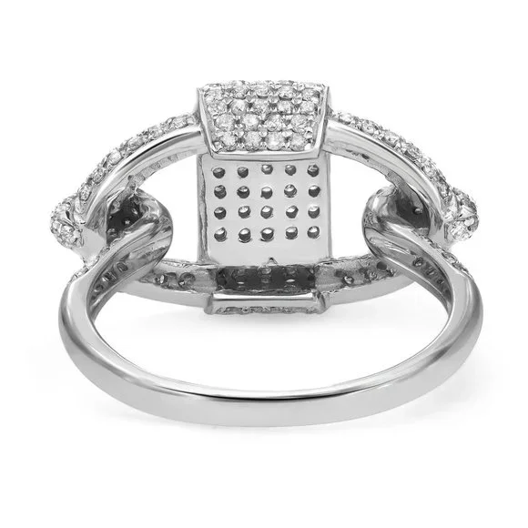 1.09Cttw Pave Set Round Diamond Ladies Ring 14K White Gold Size 7.5